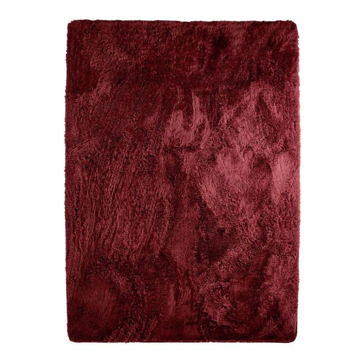 Tapis lavable à base fine et souple extra doux rouge bourgogne 120x170-Neo