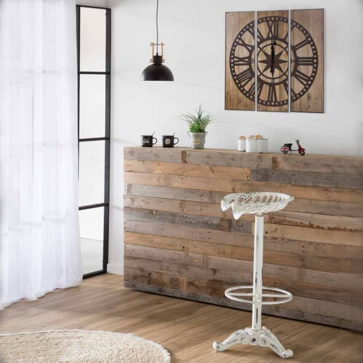 Reloj de pared cuadrado de madera marrón 90 | Maisons du Monde