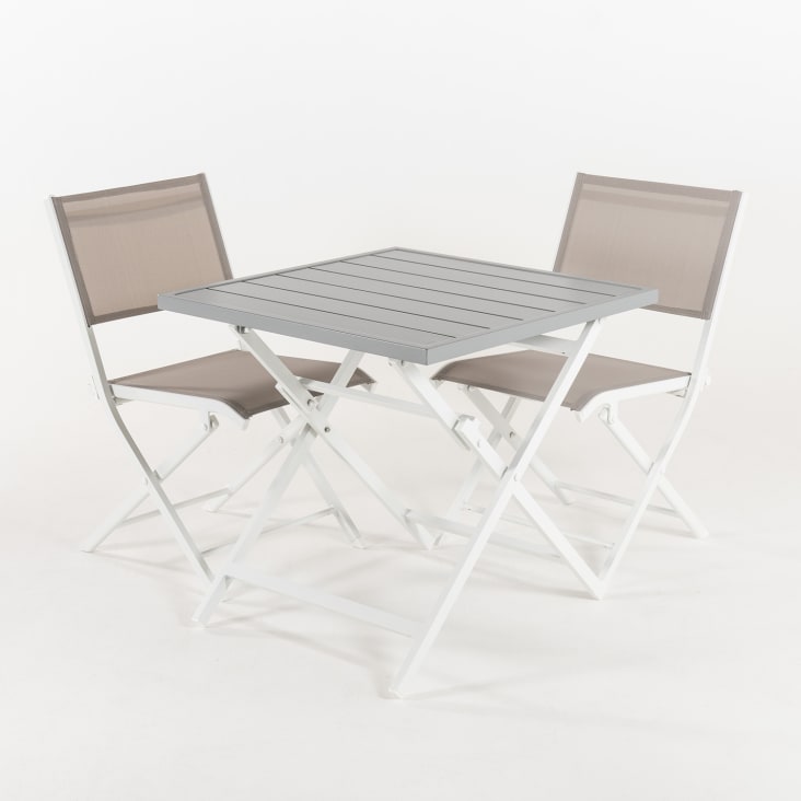 Tipo delantero castillo gloria Conjunto de 2 sillas plegables y mesa de terraza blanco 70 cm | Maisons du  Monde