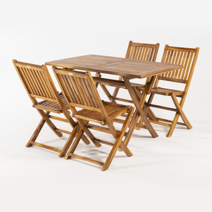 Conjunto de jardín de Mesa rectangular de 120 cm y 6 sillas Java en madera  de teca.