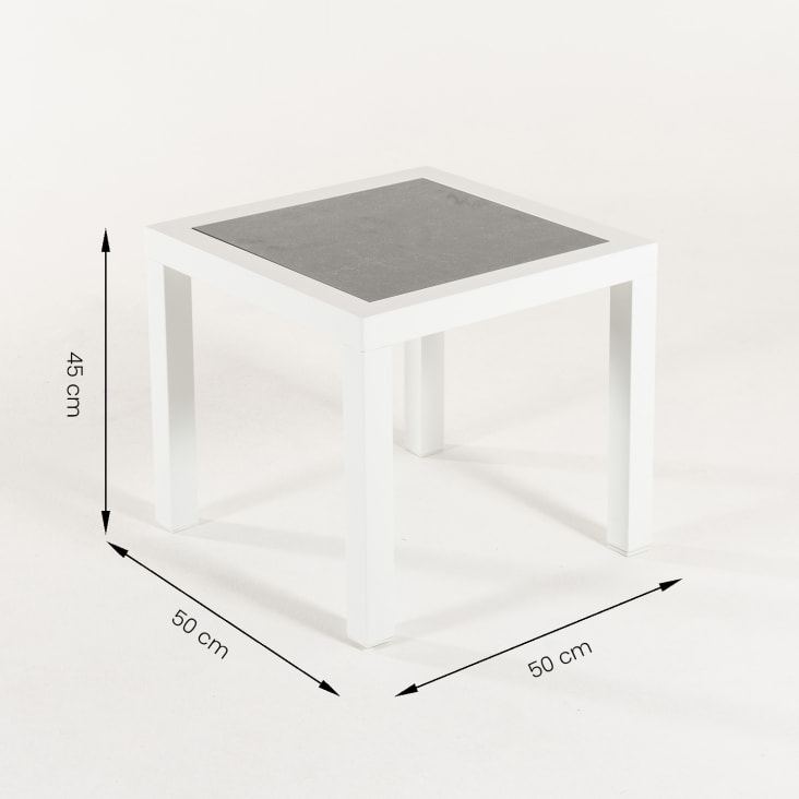 Mesa auxiliar de jardín de  aluminio reforzado blanco 50x50x45 cm cropped-4