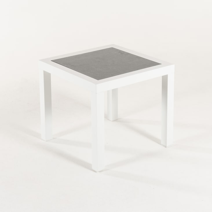 Mesa auxiliar de jardín de  aluminio reforzado blanco 50x50x45 cm cropped-5