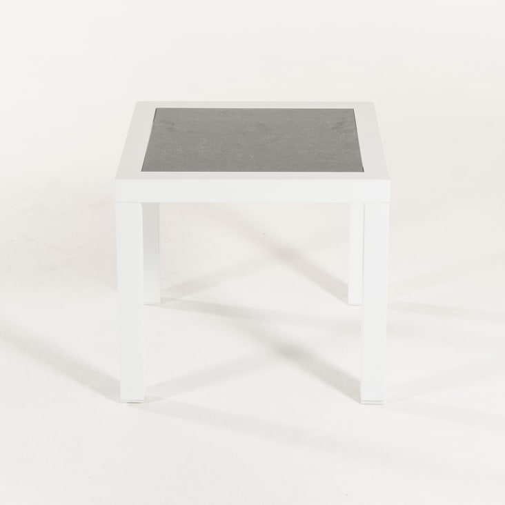 Mesa auxiliar de jardín de  aluminio reforzado blanco 50x50x45 cm cropped-6