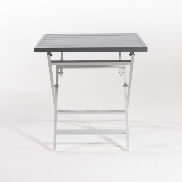 Mesa de exterior plegable cuadrada de aluminio blanco 70x70x71 cm cropped-3
