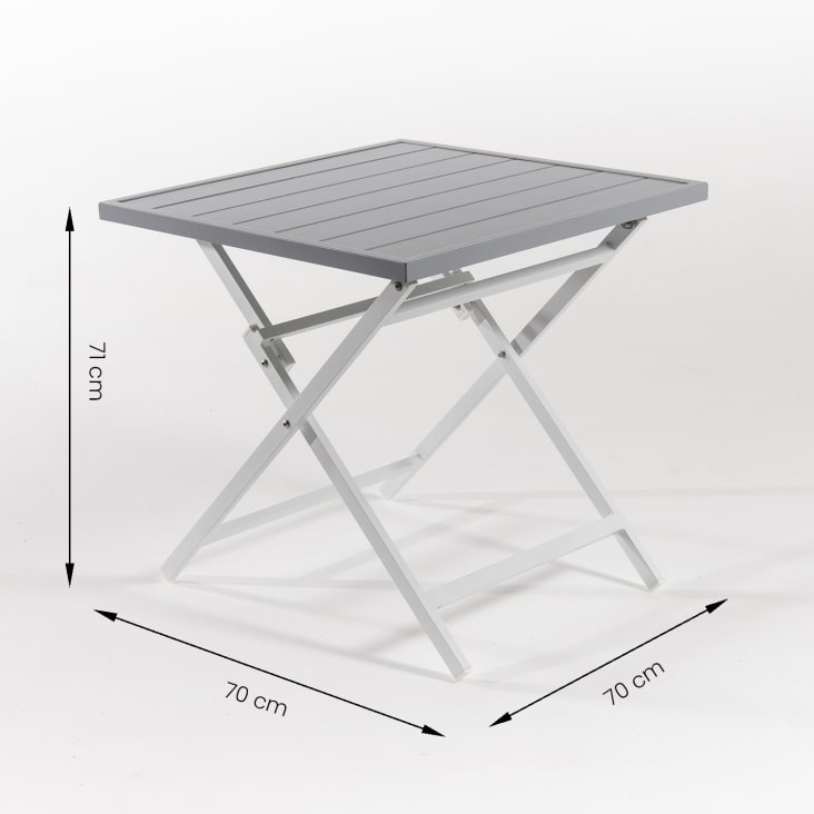 Mesa de exterior plegable cuadrada de aluminio blanco 70x70x71 cm cropped-4