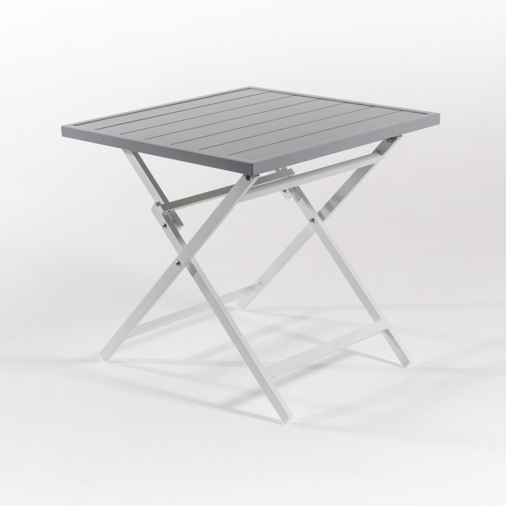 Mesa de exterior plegable cuadrada de aluminio blanco 70x70x71 cm cropped-5