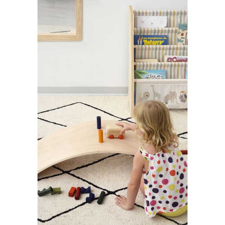 Librería contrachapado pino y textil estampado Nordic Montessori