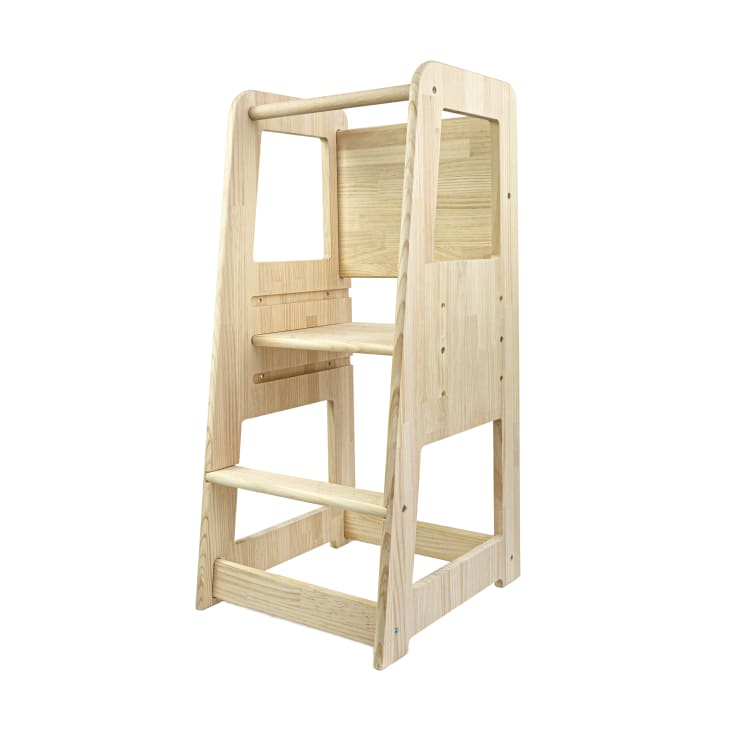 Torre de aprendizaje pino macizo en madera natural Montessori.-TOWER