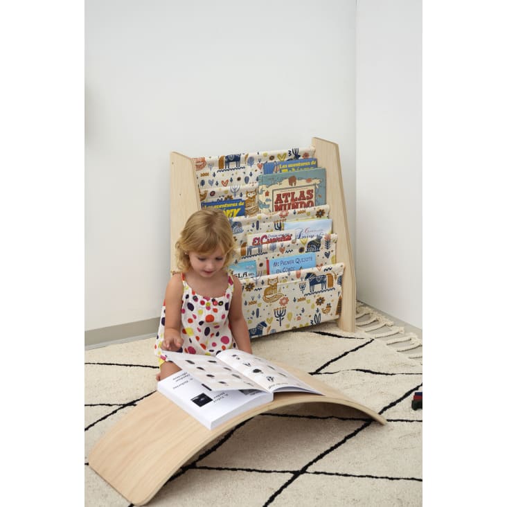 Librería contrachapado pino y textil estampado Nordic Montessori NORDIC