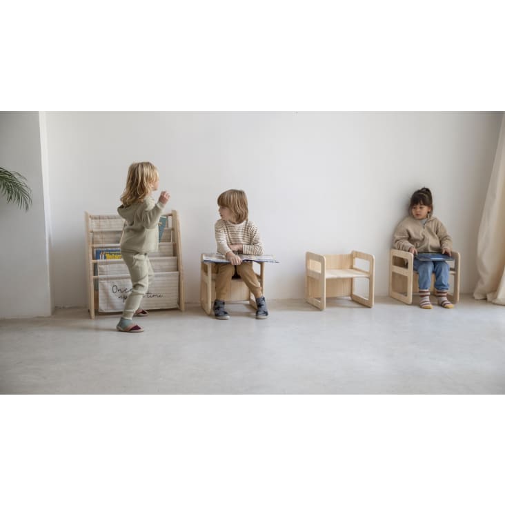 Set 3 sedie Montessori in legno di pino colore naturale . CUBE3