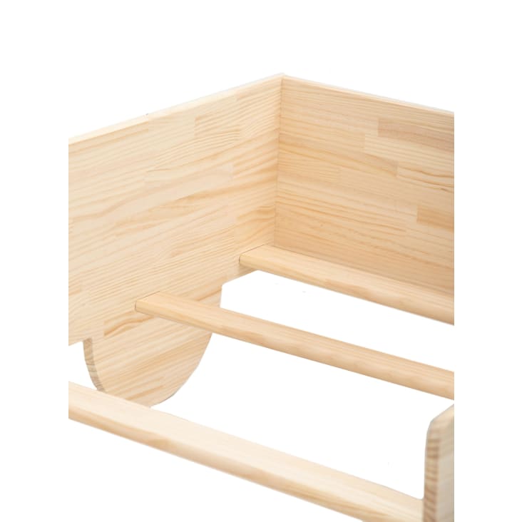 Cama de madera de pino macizo en color natural estilo Montessori.-CAR BED cropped-4