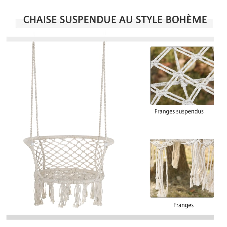 Chaise suspendue macramé coton polyester beige cropped-4