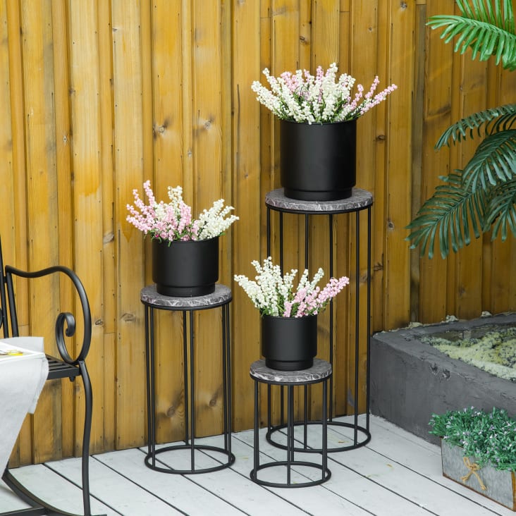 Mini tabouret rond en bois naturel Porte-pot de fleurs Rétro