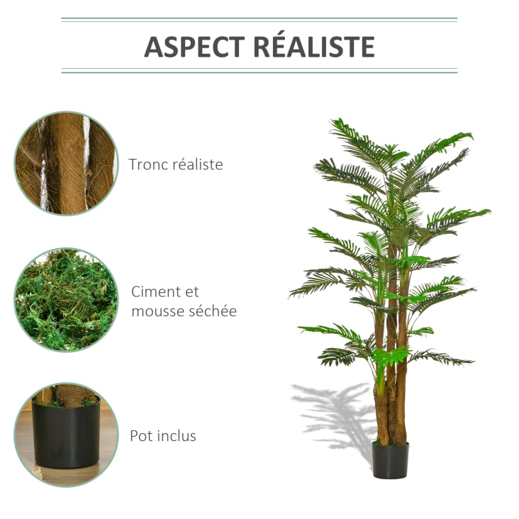 Palmier artificiel H.1,85 m tronc branches lichen pot inclus cropped-5