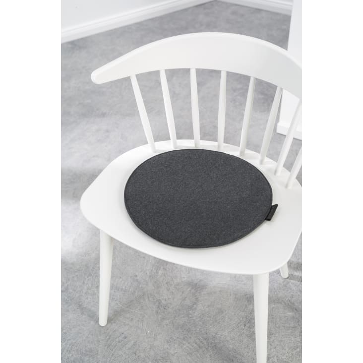 Galettes de chaise anthracite chiné imitation feutre- Lot de 4 -Ø 35cm-Avaro cropped-2
