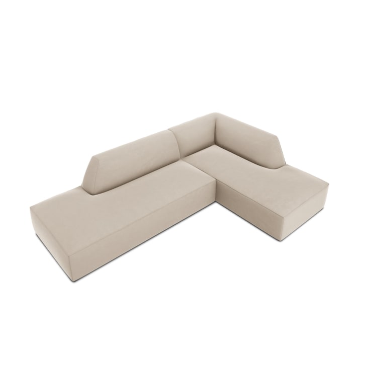 Canapé d'angle droit 4 places en tissu velours beige-Ruby cropped-4