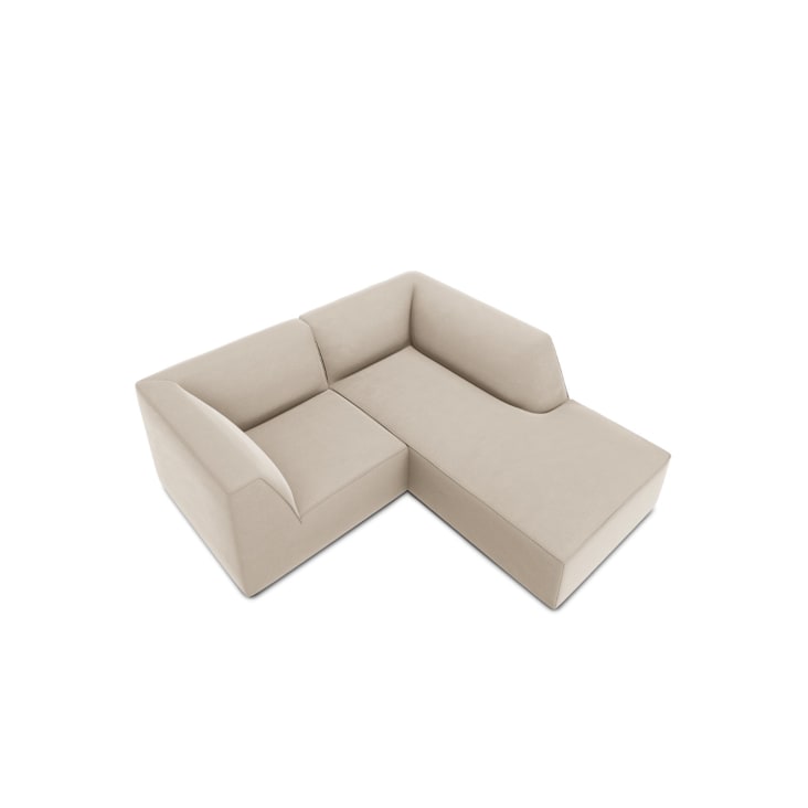 Canapé d'angle droit 3 places en tissu velours beige-Ruby cropped-4
