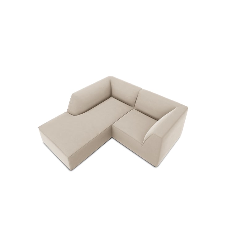 Canapé d'angle gauche 3 places en tissu velours beige-Ruby cropped-4
