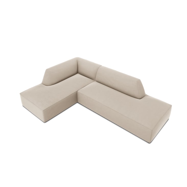 Canapé d'angle gauche 4 places en tissu velours beige-Ruby cropped-4