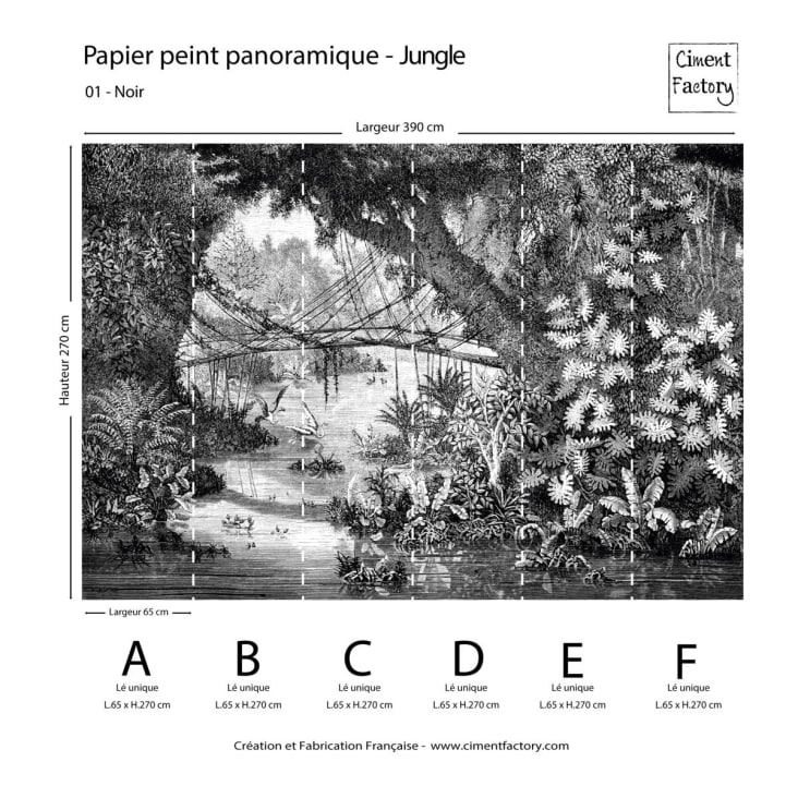 Papier peint panoramique gravure jungle 390x270cm cropped-4