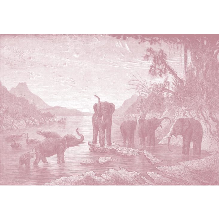 Papier peint panoramique gravure les éléphants 390x270cm cropped-2