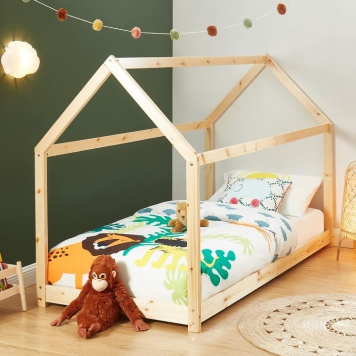 Lit enfant lit cabane en bois 70x140 cm bois
