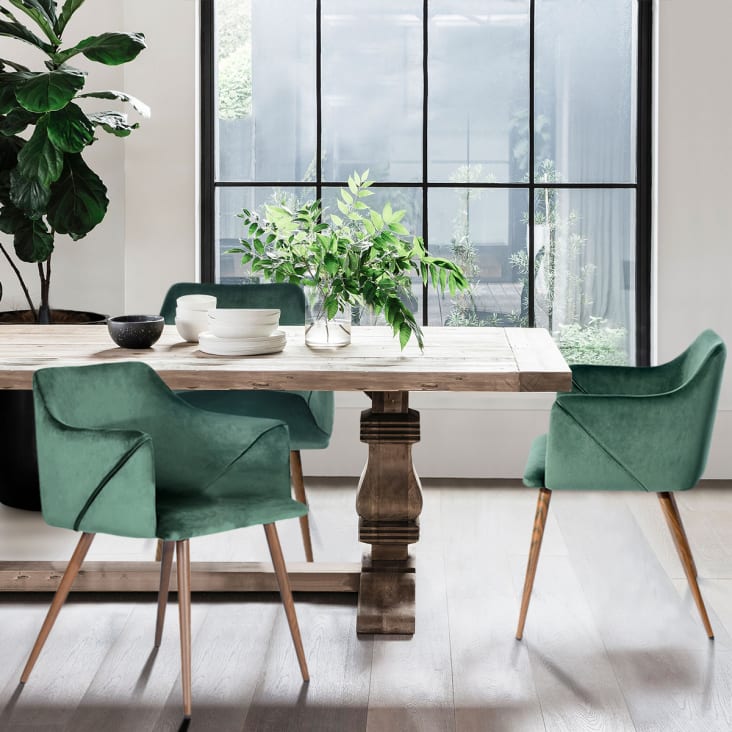 Set di 2 sedie scandinave in velluto verde 53*54*75 cm
