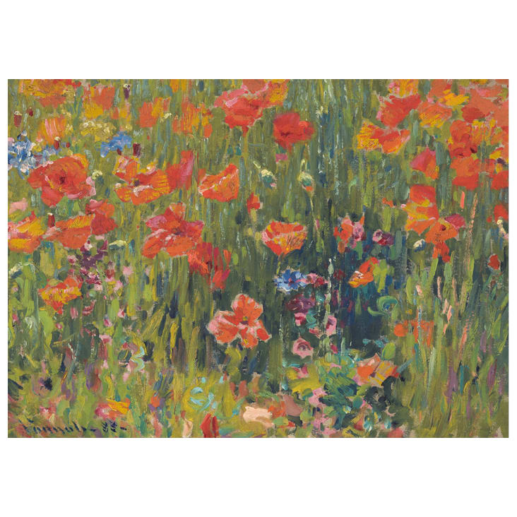 Quadro Moderno Con Stampa Su Tela Materica A Rilievo Floreale PICTURES Papaveri Grey 52x122 Cm 87974631