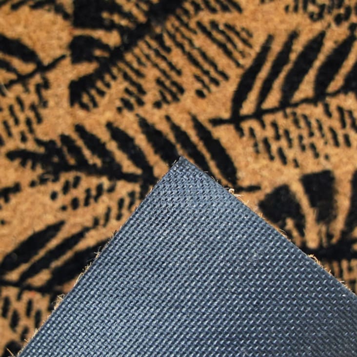 Paillasson en fibre de coco motif fougères naturel et noir 60x40-Fougere cropped-5