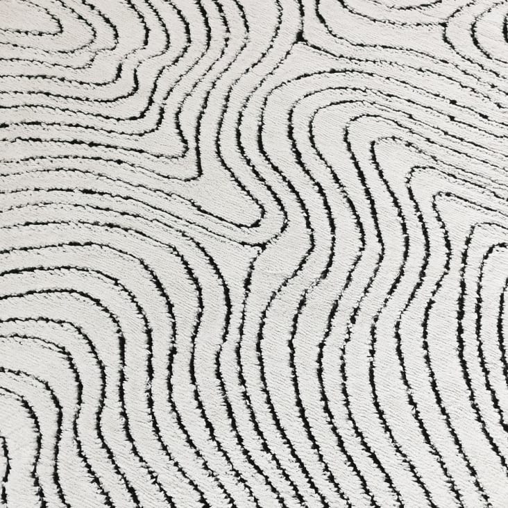 Teppich mit Reliefmuster und Wellen, 120x170, schwarz-weiß Graphica