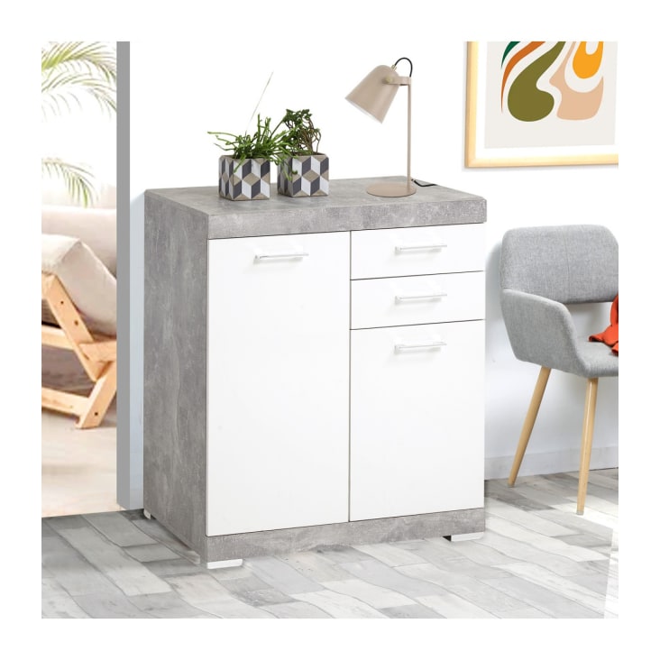 Buffet a 2 ante e 2 cassetti L80 cm - Grigio Bristol