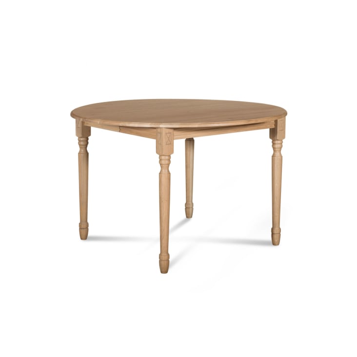 Table extensible ronde bois D105 cm + 1 allonge et Pieds tournés-Victoria cropped-4