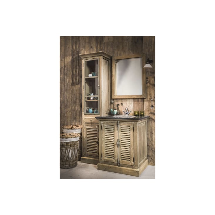 Meuble de salle de bain simple vasque bois et pierre 2 portes-Hanoï cropped-2