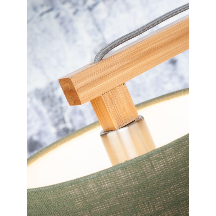 Lampe de table bambou abat-jour lin gris clair, h. 47cm-Himalaya cropped-4