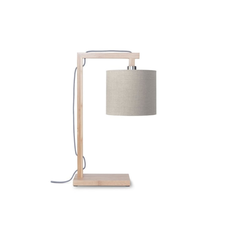 Lampe de table bambou abat-jour lin lin fonc√©, h. 47cm-Himalaya