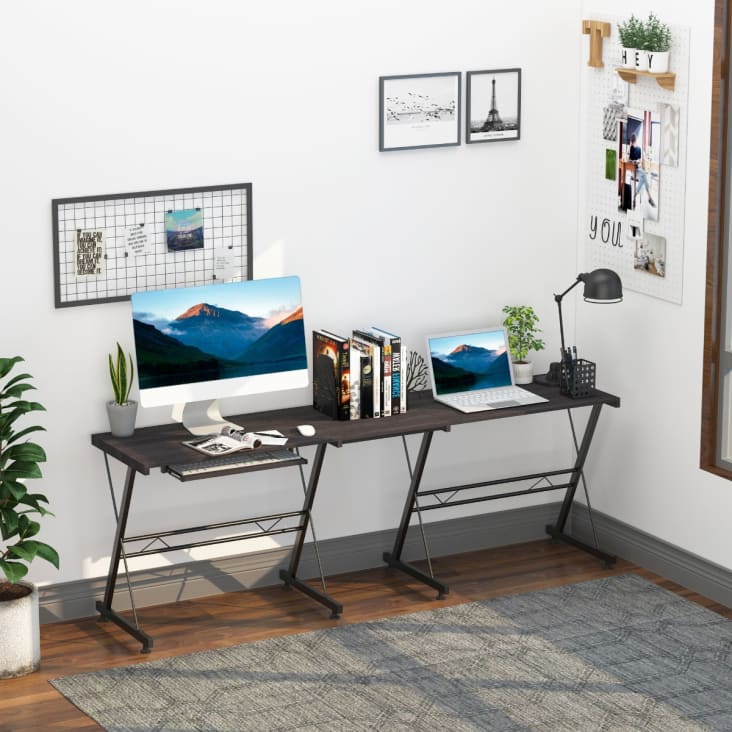 Venta de Mesa auxiliar de cama para portátil con 2 estantes de  almacenamiento y estantería para el estudio y soporte de ordenador -  Banggood España móvil