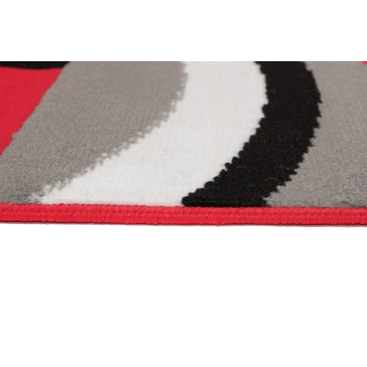 Alfombra con diseño abstracto, color rojo, blanco y negro 0327,  Polipropileno, Amarillo