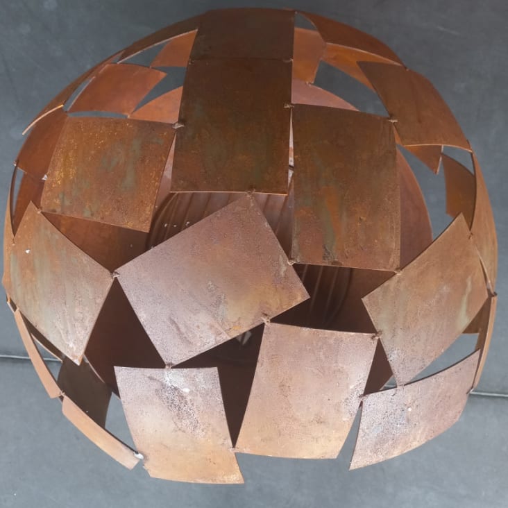 Brasero boule décor pois - Collecteur de cendres - D 58 x H 46,5