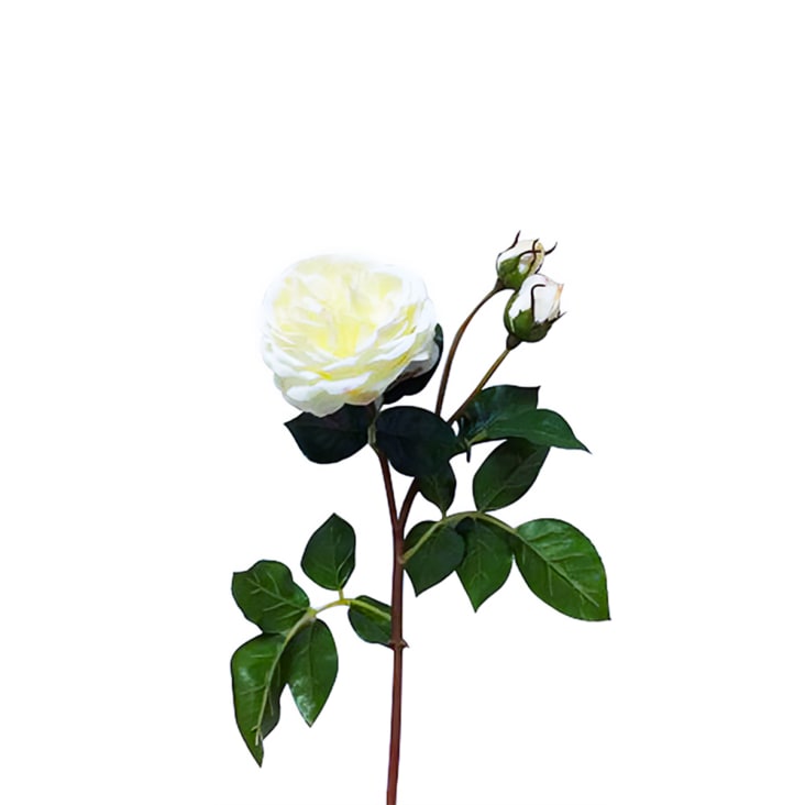 Tige de rose artificielle blanche H55-Agathe