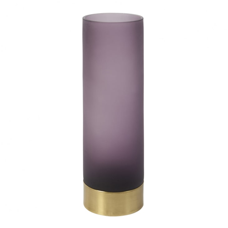 Vase décoratif en verre soufflé violet et or H30-Ring