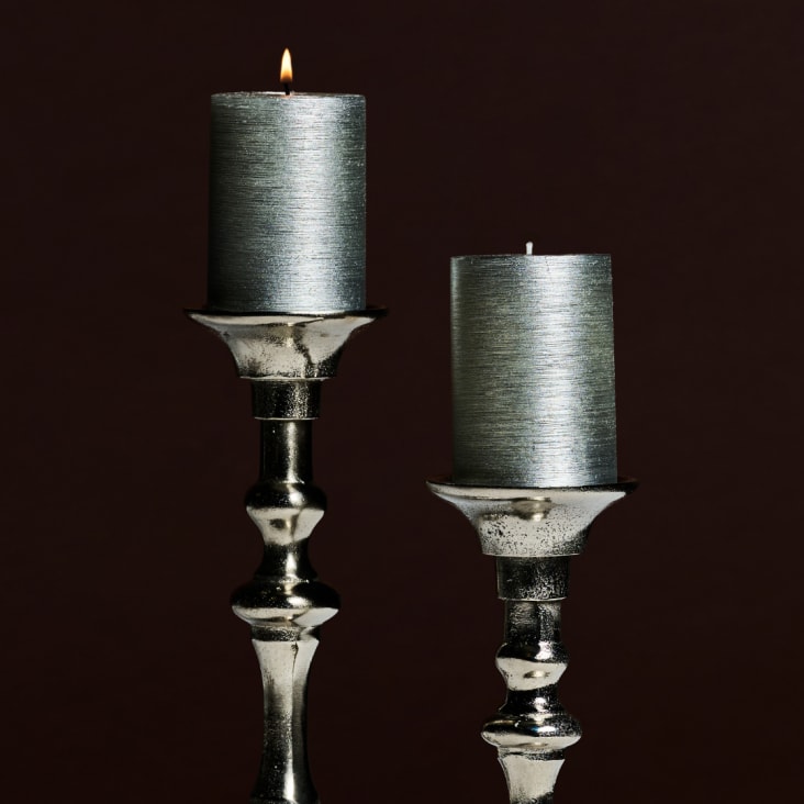 6 Portacandele In Vetro Argentato Adolpha - Per Candele A Stelo, Stile Vintage - Foto 3