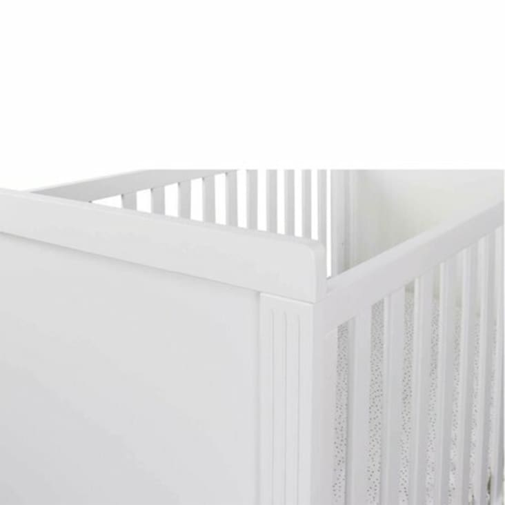 Lit bébé évolutif Maralis en bois de hêtre massif avec finition blanche 70  x 140 cm