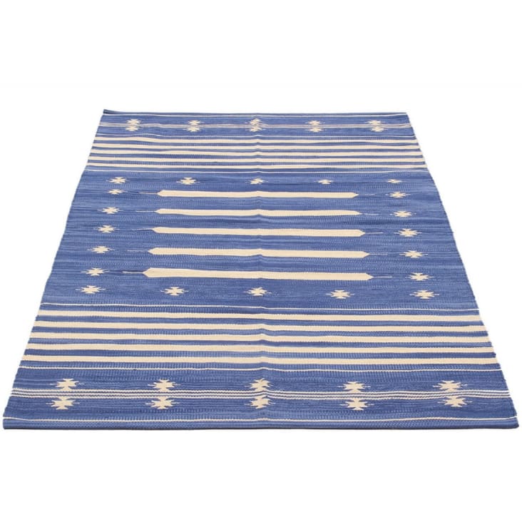 Tapis de salon en coton bleu 140x200 cm-PATIO cropped-2
