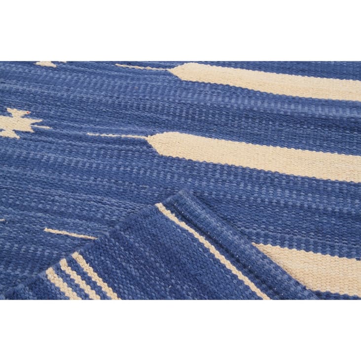 Tapis de salon en coton bleu 140x200 cm-PATIO cropped-5