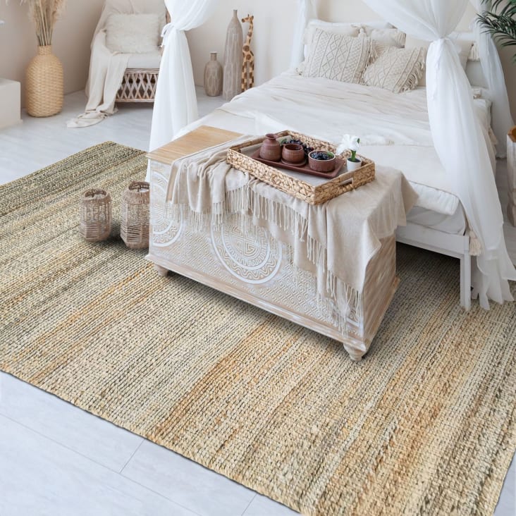 Alfombra redonda diseño yute gris borde trenzado granja alfombra área de  yute natural