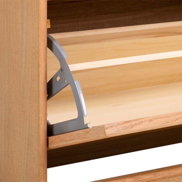 Mueble zapatero de madera y rejilla Marrón 70x32x120h cm