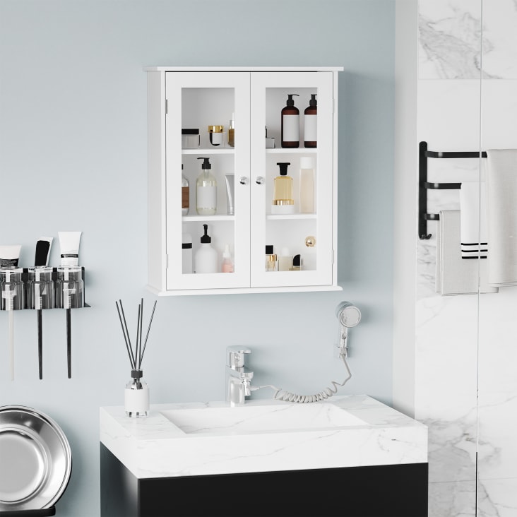 Armario de baño con espejo de pared 56 x 13 x 58cm color blanco