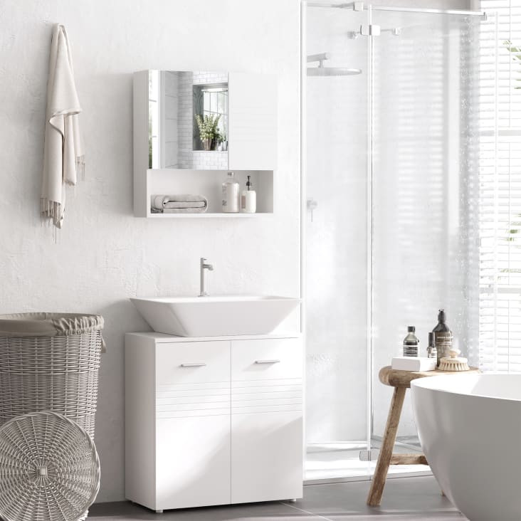 Armario de baño con espejo 48 x 16 x 65 cm color blanco