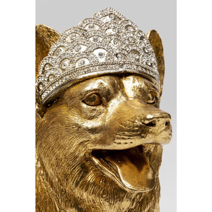 Deko Figur Hund in gold mit Krone ROYAL STANDING CORGI