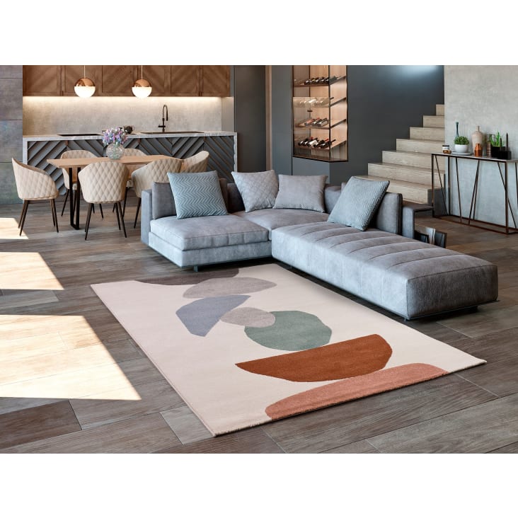 Geometrischer Teppich mit mehrfarbigen Formen, du Monde organischen Maisons 80X150 cm | ASHLEY